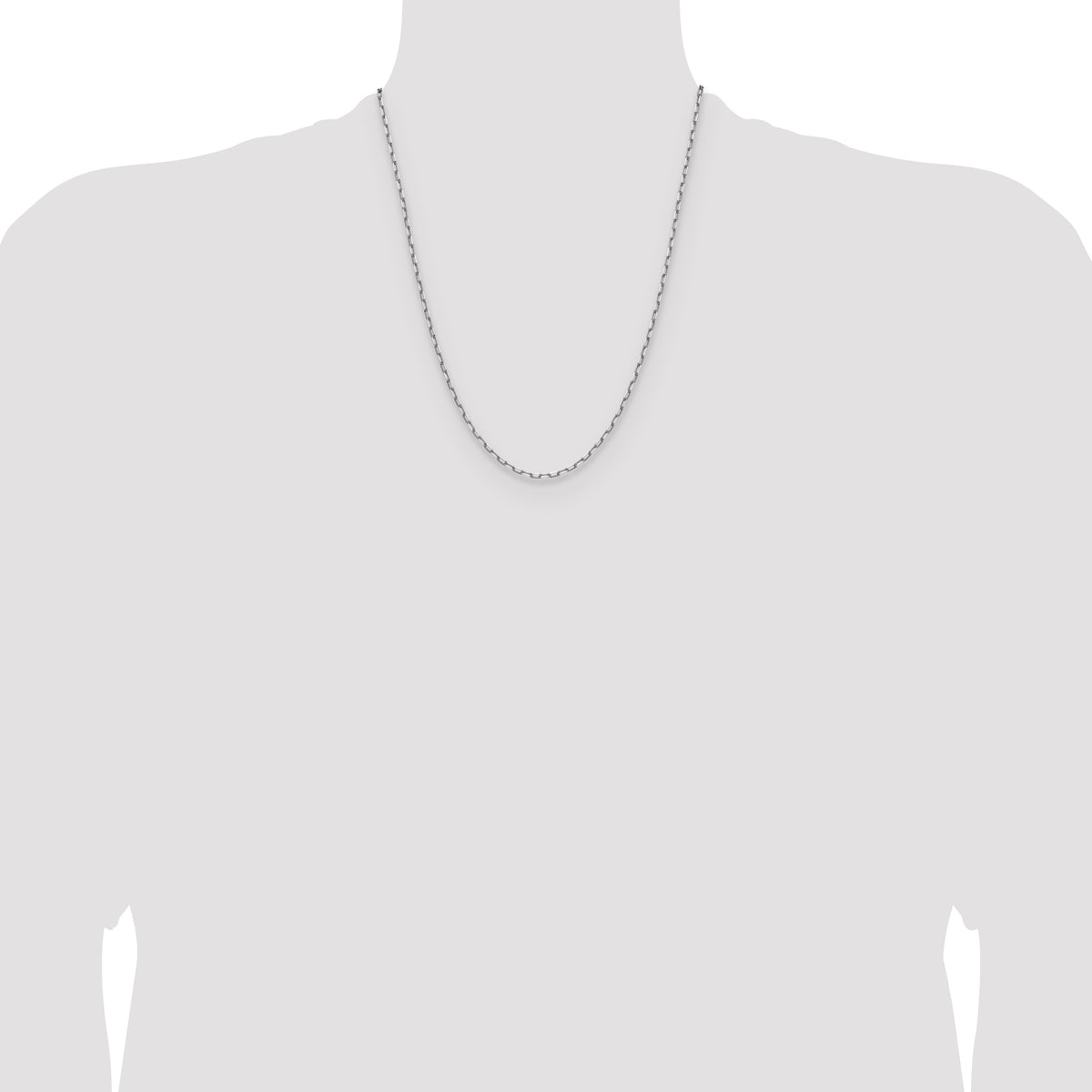 14k White Gold 2.1mm Solid Beveled Paperclip Chain