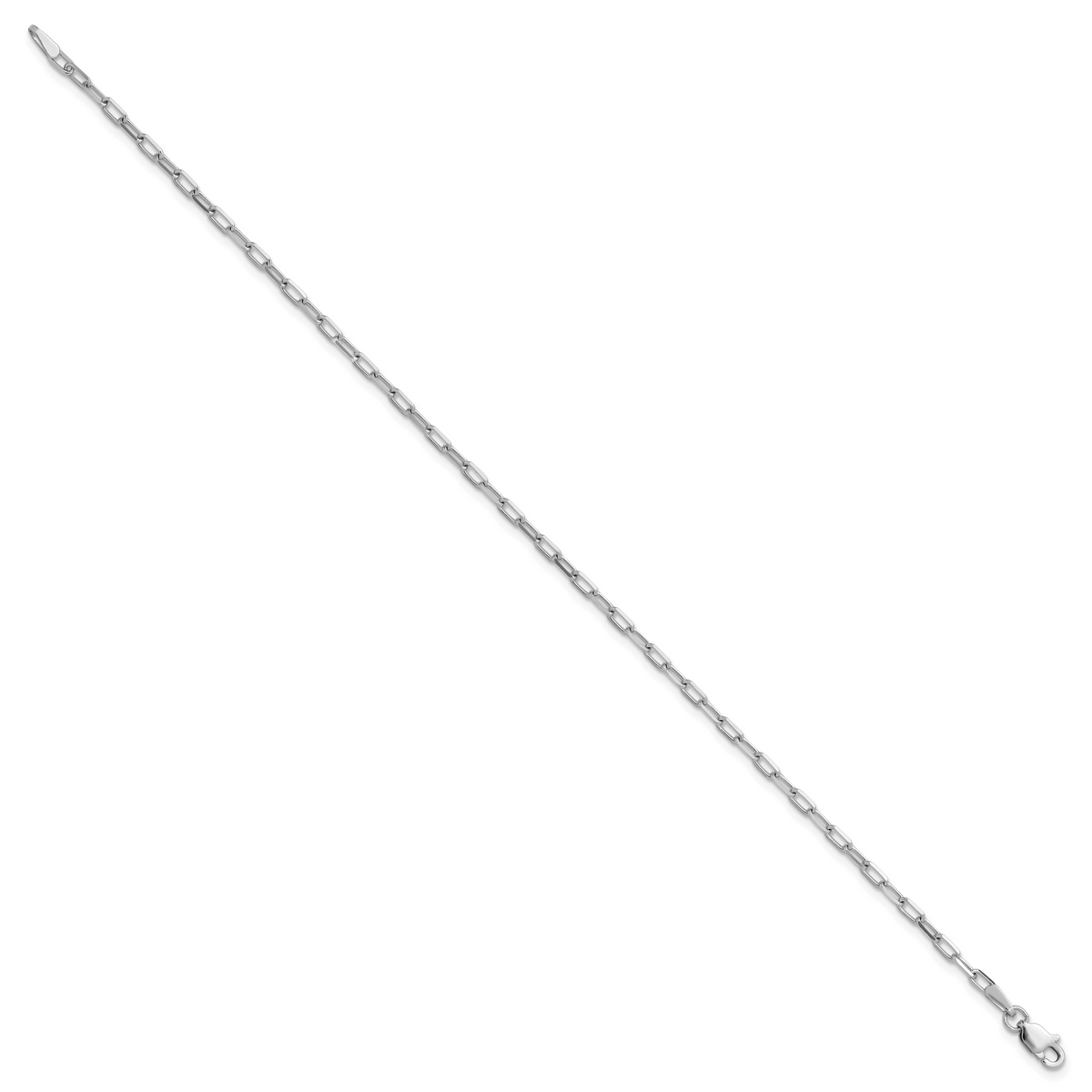 14k White Gold 2.1mm Solid Beveled Paperclip Chain