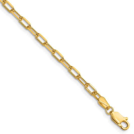 14k 3.0mm Solid Beveled Paperclip Chain