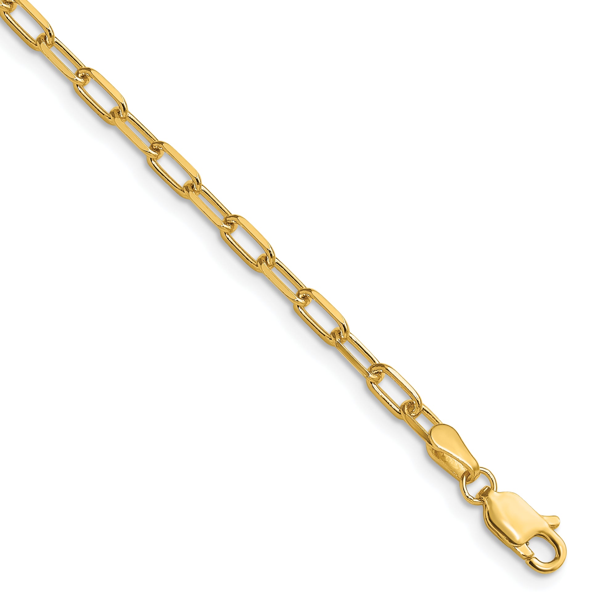 14k 3.0mm Solid Beveled Paperclip Chain