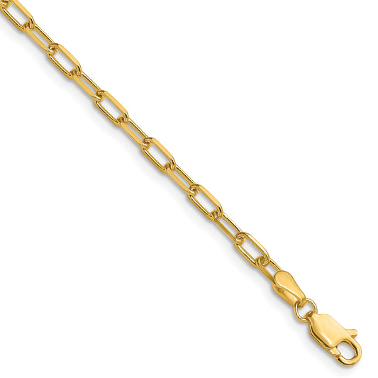 14k 3.0mm Solid Beveled Paperclip Chain