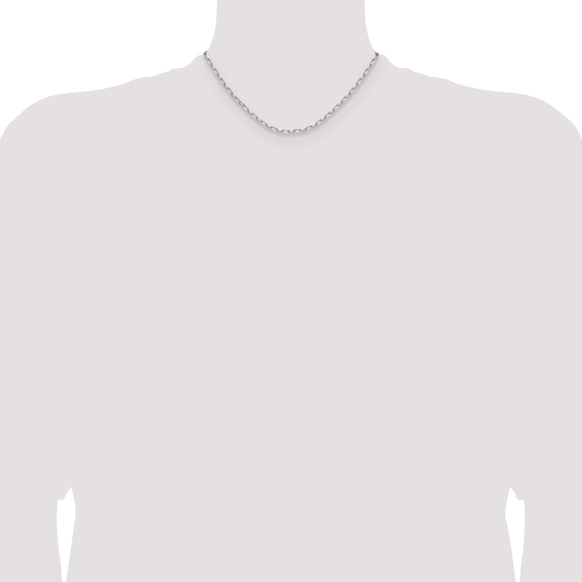 14k White Gold 3.0mm Solid Beveled Paperclip Chain
