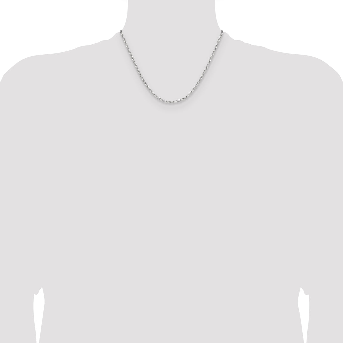 14k White Gold 3.0mm Solid Beveled Paperclip Chain
