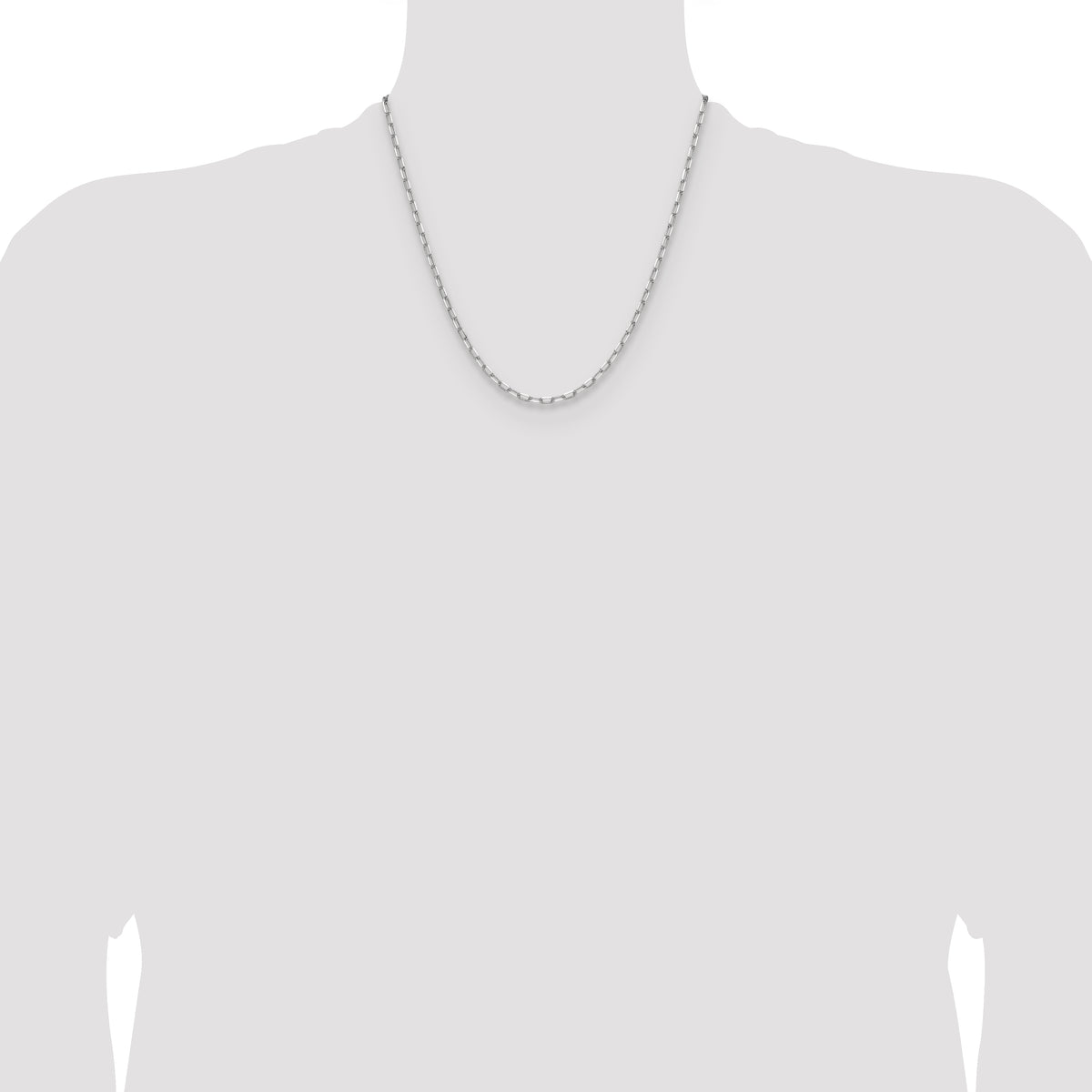 14k White Gold 3.0mm Solid Beveled Paperclip Chain
