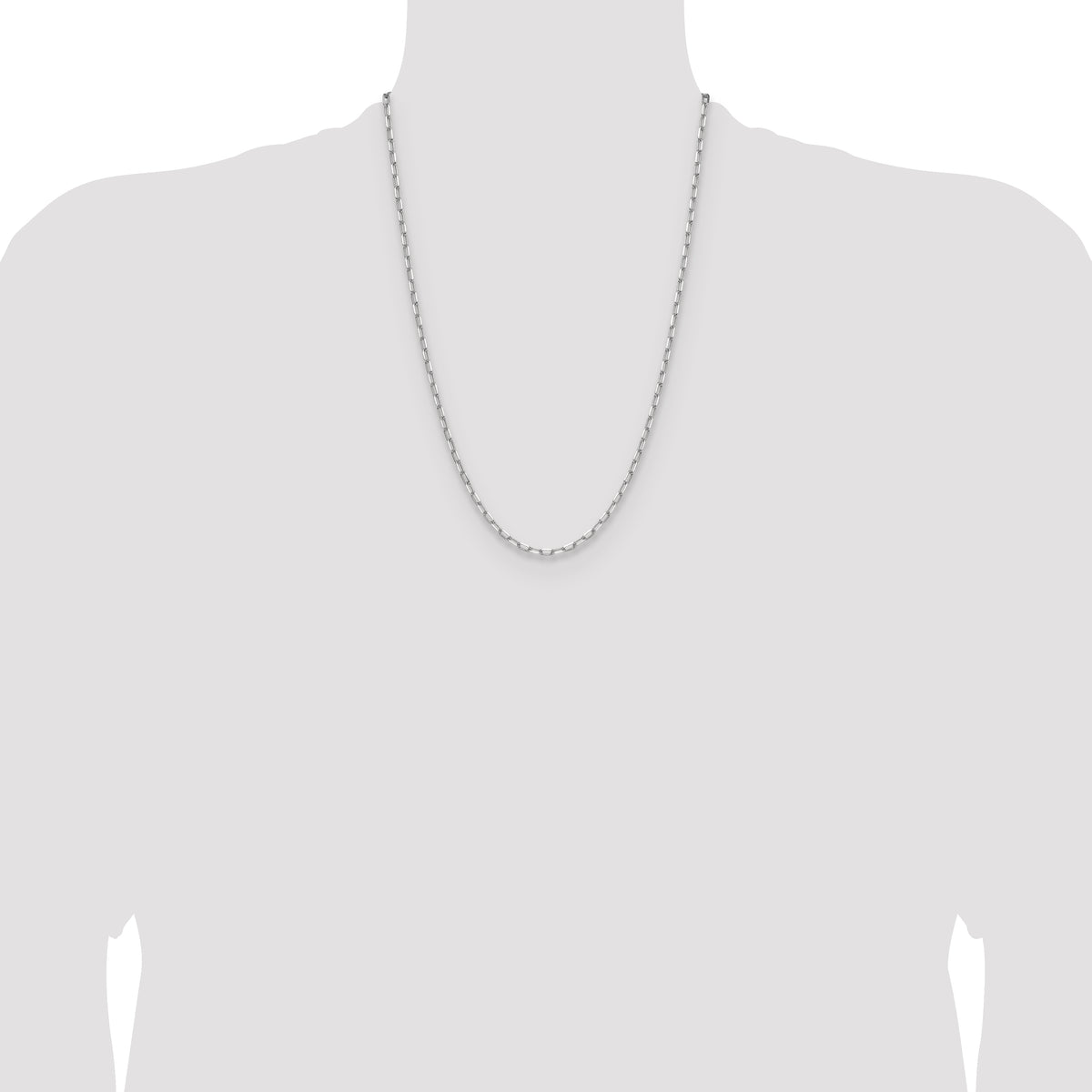 14k White Gold 3.0mm Solid Beveled Paperclip Chain