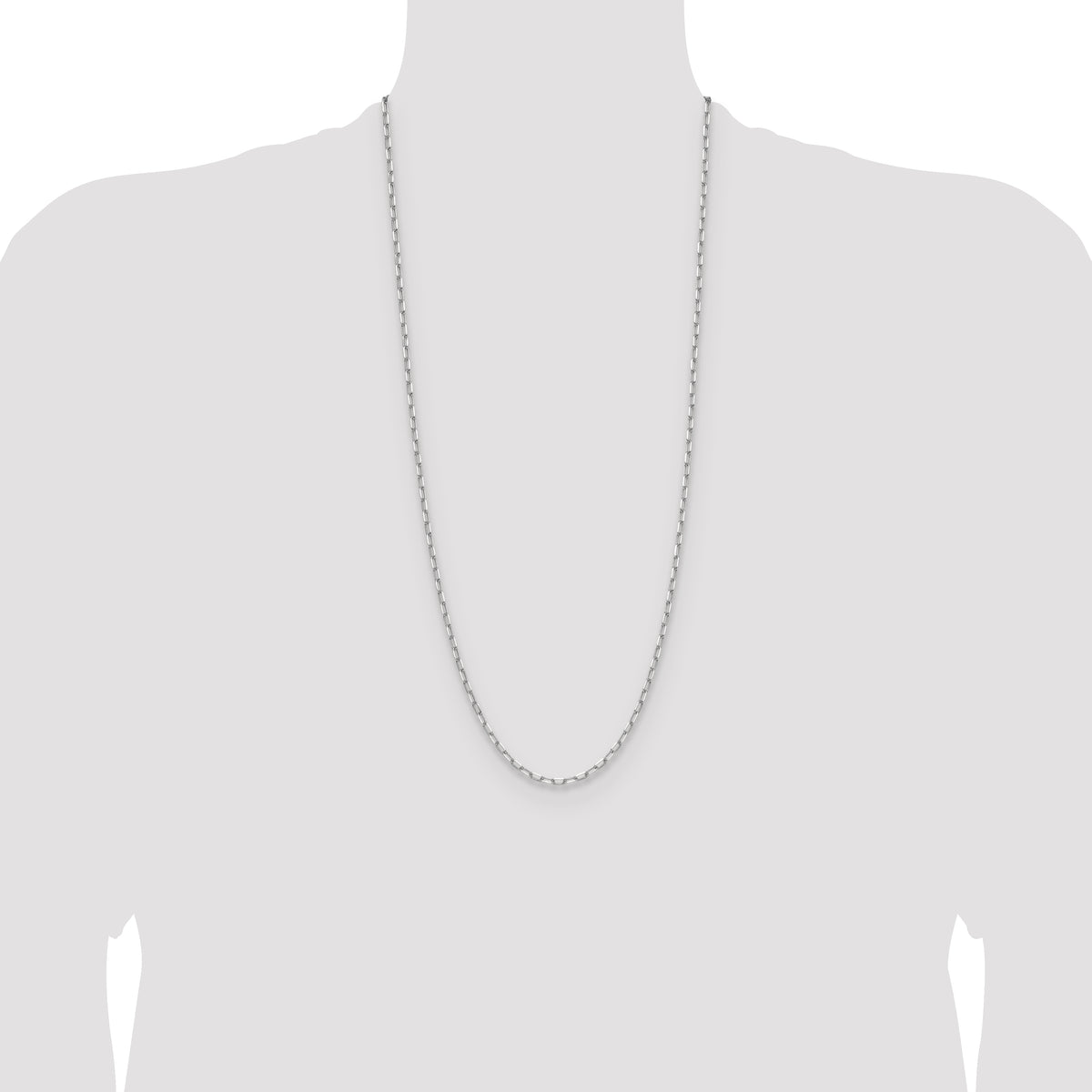 14k White Gold 3.0mm Solid Beveled Paperclip Chain