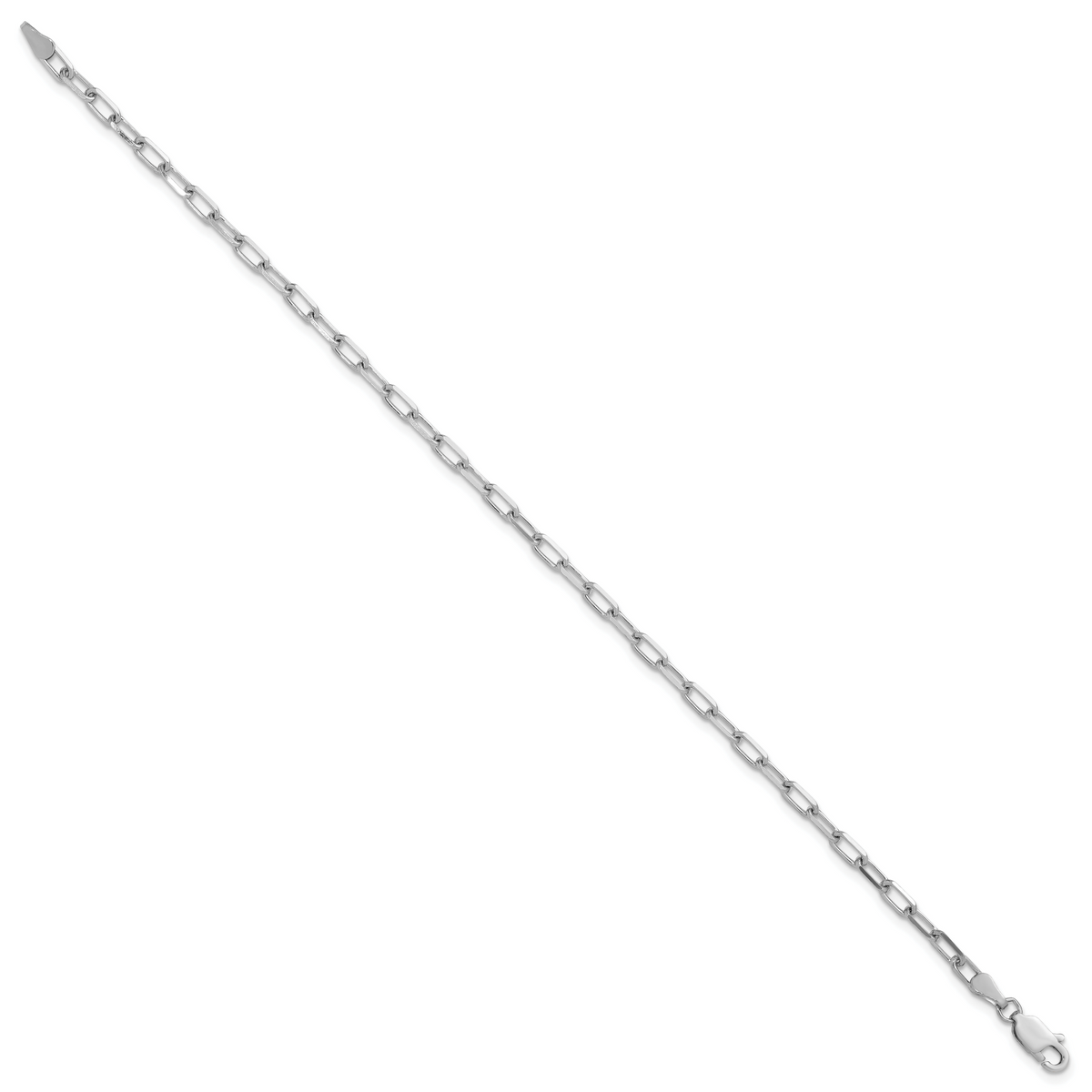 14k White Gold 3.0mm Solid Beveled Paperclip Chain