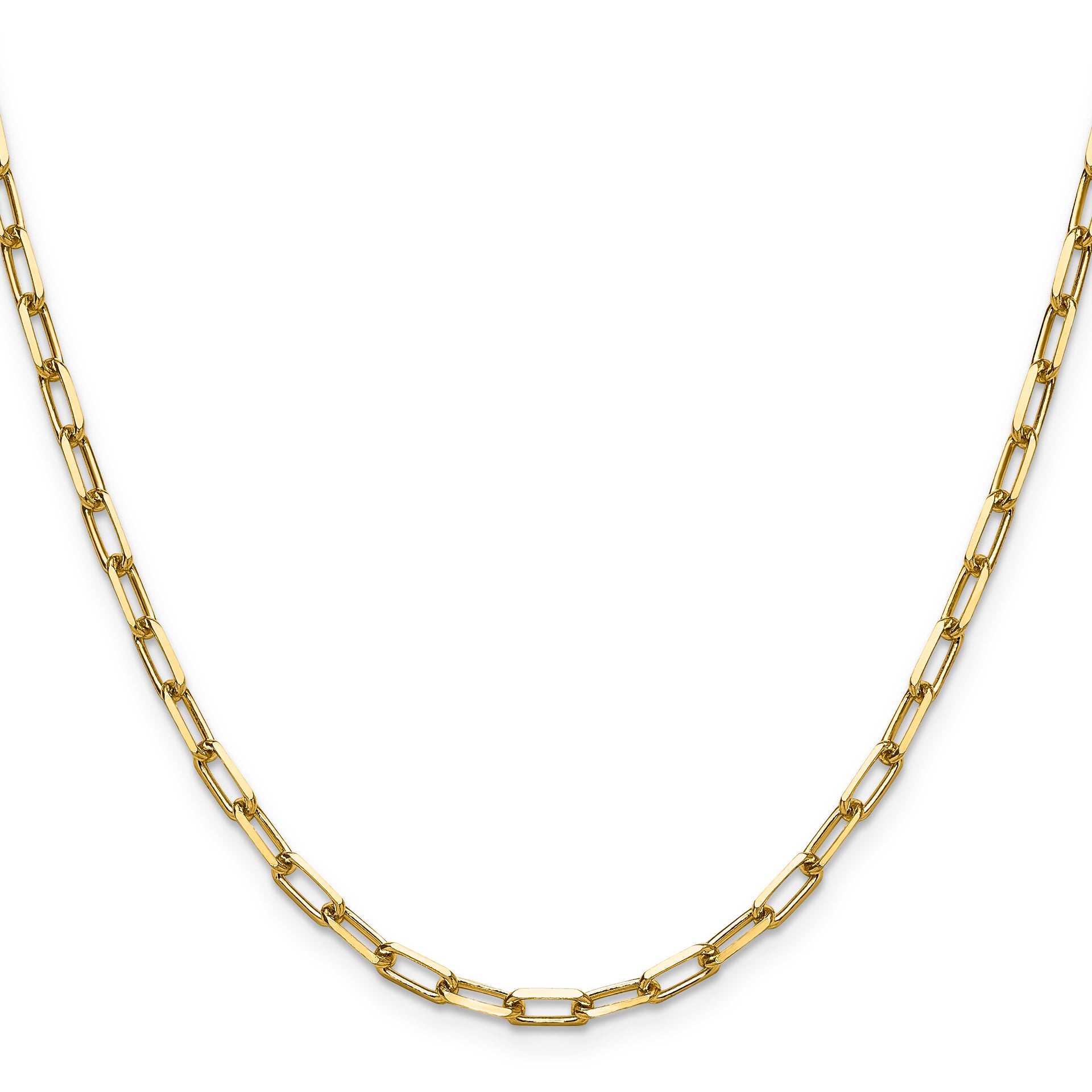 14k 3.5mm Solid Beveled Paperclip Chain