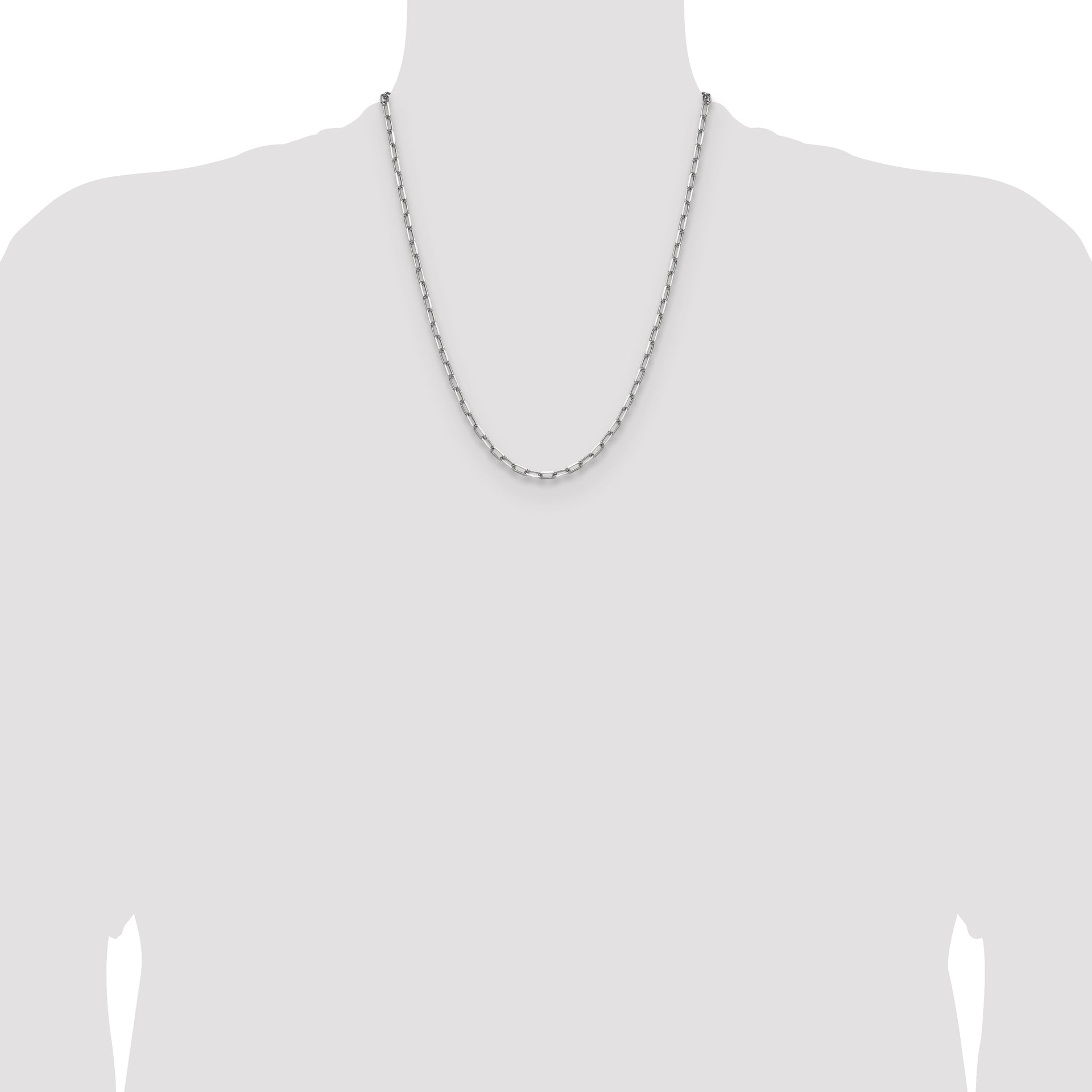 14k White Gold 3.5mm Solid Beveled Paperclip Chain