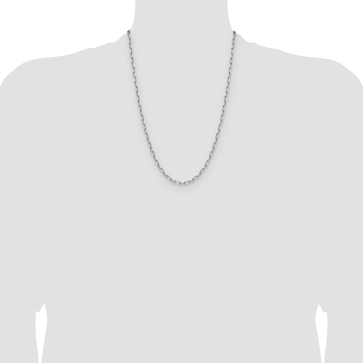 14k White Gold 3.5mm Solid Beveled Paperclip Chain