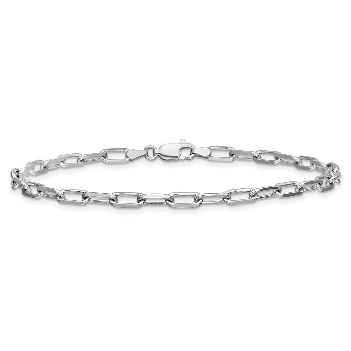 14k White Gold 3.5mm Solid Beveled Paperclip Chain
