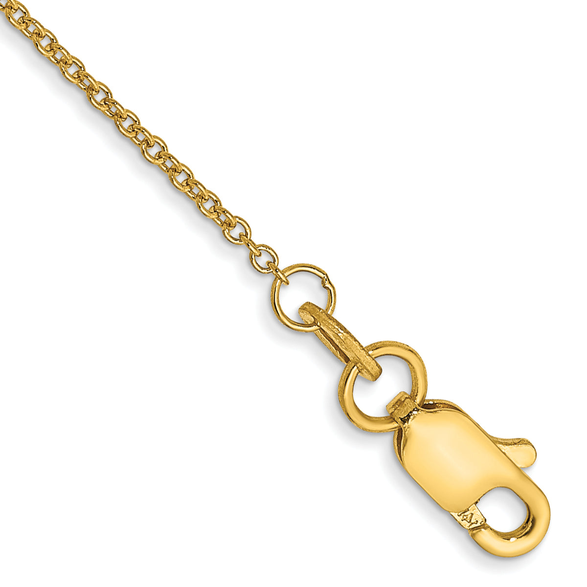 14k 1mm Round Open Link Cable Chain Anklet