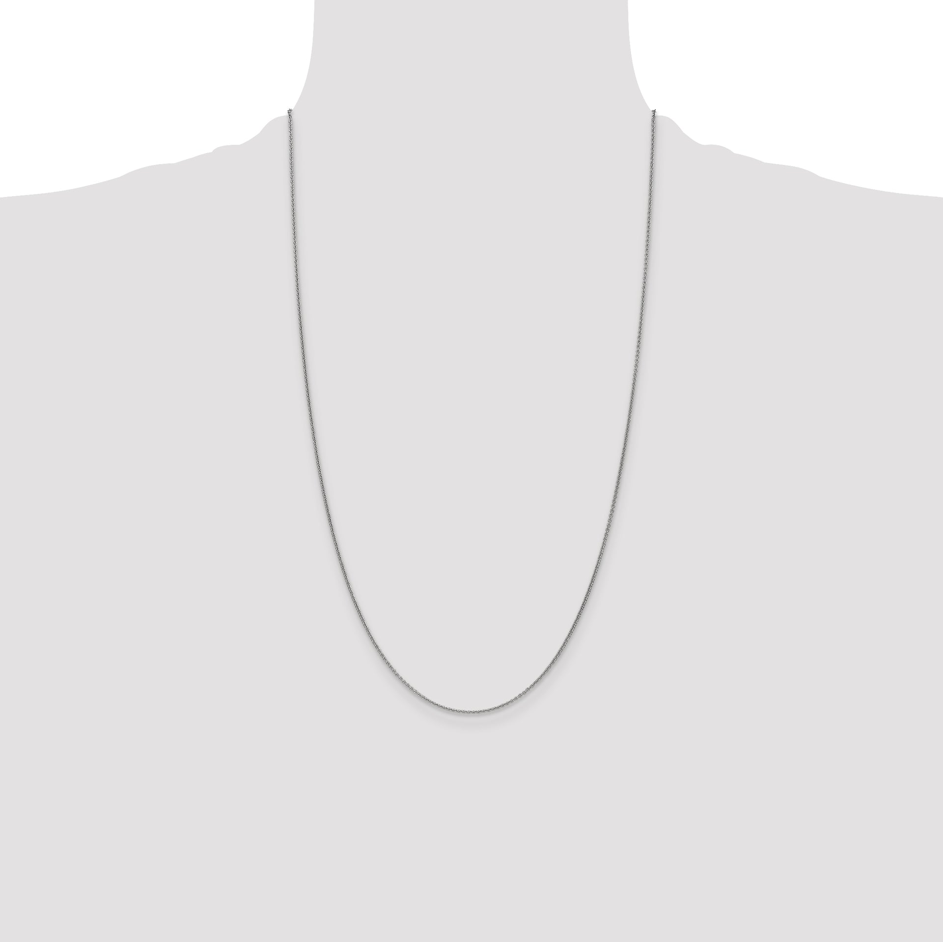 14k White Gold 1mm Round Open Link Cable Chain