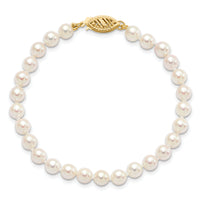 14k 5-6mm Round White Saltwater Akoya Cultured Pearl Bracelet