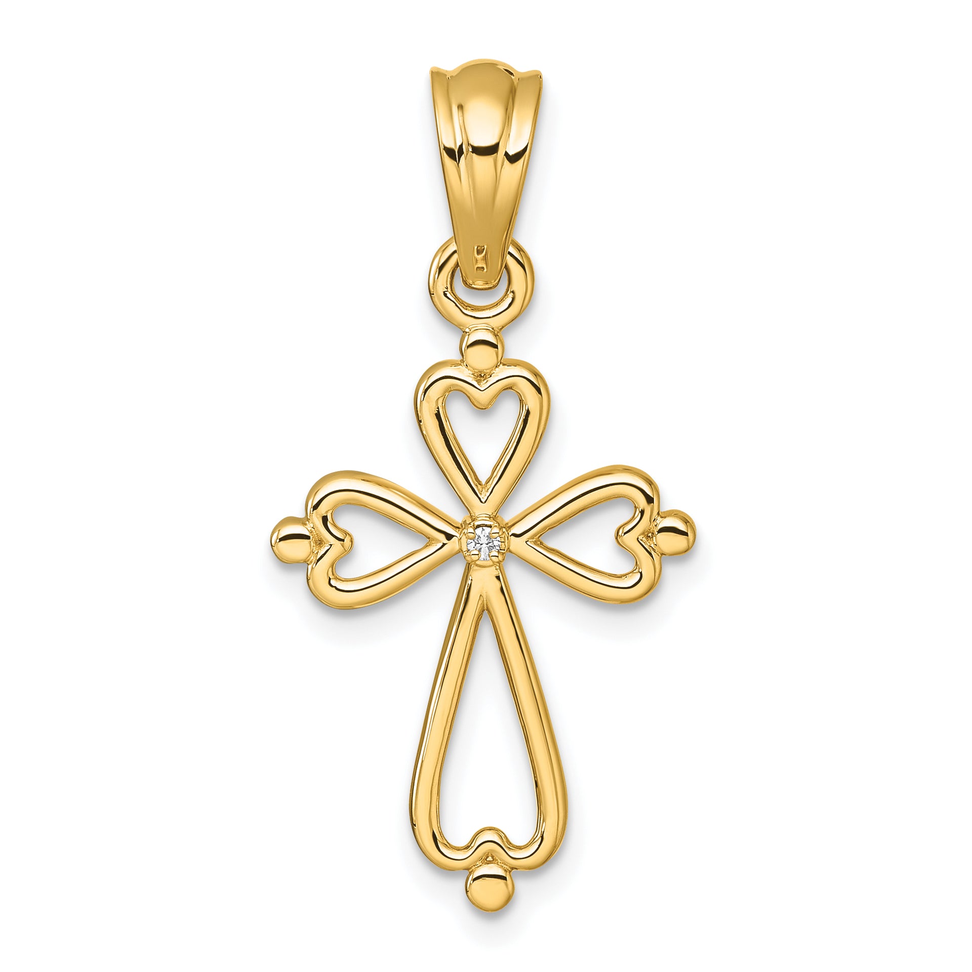 14k Diamond Accented Cross Pendant