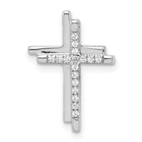14k White Gold 1/10ct. Diamond Double Cross Chain Slide
