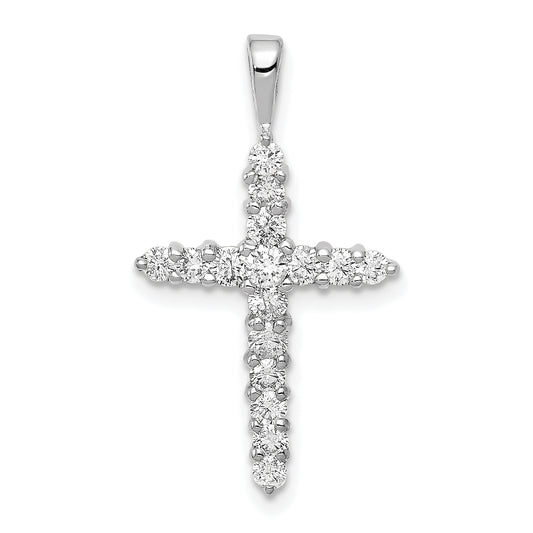 14k White Gold AA 1/2ct. Diamond Cross Pendant
