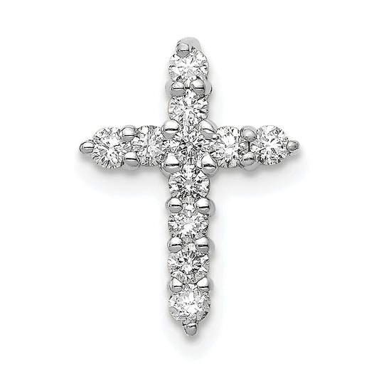 14k White Gold AA 1/3ct. Diamond Cross Pendant