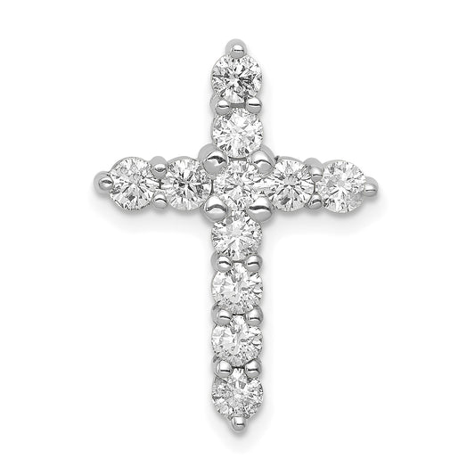 14k White Gold AA 1ct. Diamond Cross Chain Slide