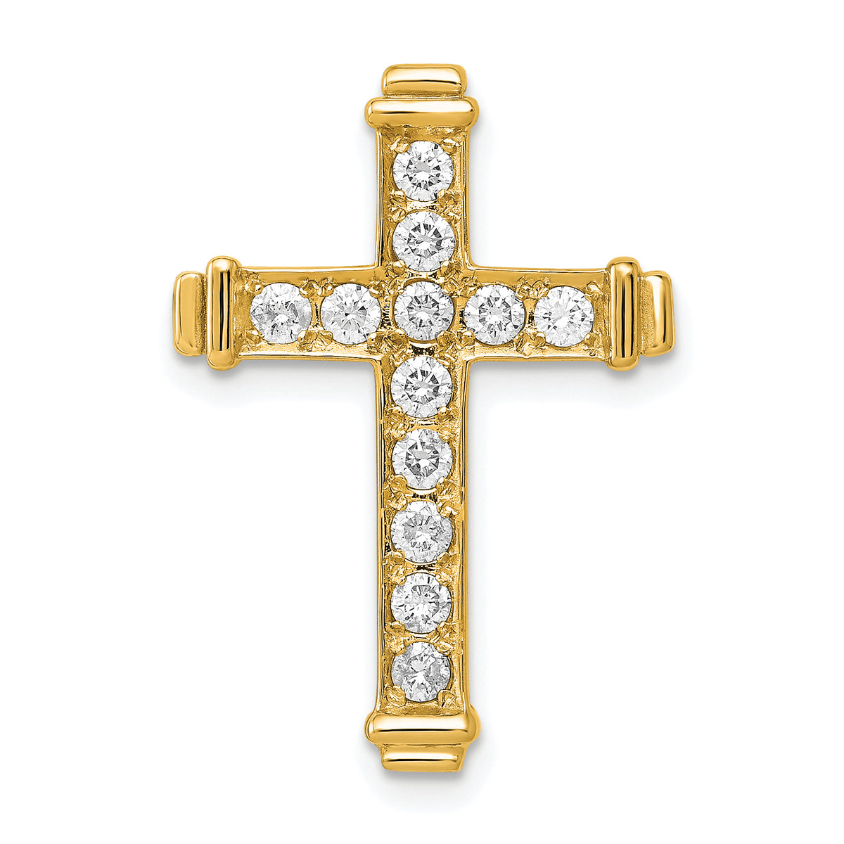 14k AA 3/8ct. Diamond Latin Cross Chain Slide