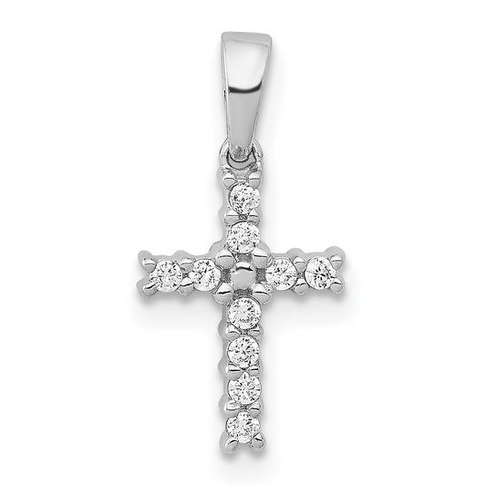 14k White Gold Diamond Latin Cross Pendant