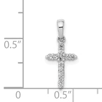 14k White Gold Polished Diamond Cross Pendant
