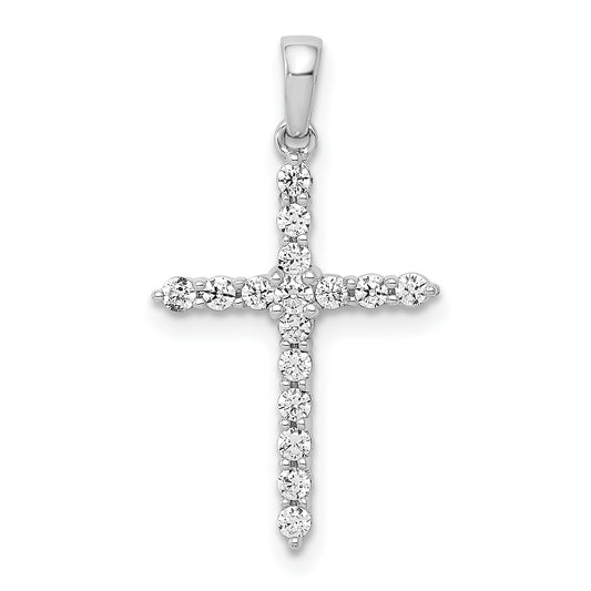 14k White Gold Polished 1/4ct. Diamond Cross Pendant