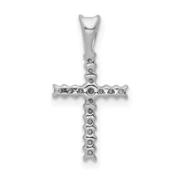 14k White Gold 1/6ct. Diamond Latin Cross Pendant