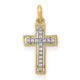 14k and Rhodium 1/20ct. Diamond Cross Pendant
