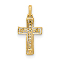 14k and Rhodium 1/20ct. Diamond Cross Pendant