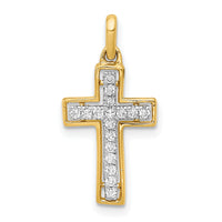 14k and Rhodium 1/8ct. Diamond Cross Pendant