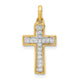 14k and Rhodium 1/8ct. Diamond Cross Pendant