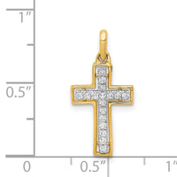 14k and Rhodium 1/8ct. Diamond Cross Pendant