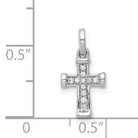 14k White Gold Small 1/20ct. Diamond Latin Cross Pendant