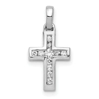 14k White Gold 1/6ct. Diamond Latin Cross Pendant