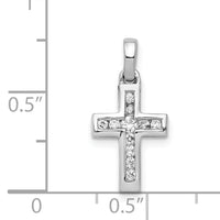 14k White Gold 1/6ct. Diamond Latin Cross Pendant