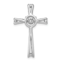 14k White Gold 1/15ct. Vibrant Moving Diamond Cross Chain Slide