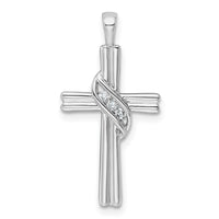 14k White Gold AA Diamond Cross Pendant