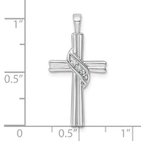 14k White Gold AA Diamond Cross Pendant