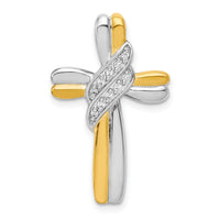 14k Two-tone Diamond Cross Pendant