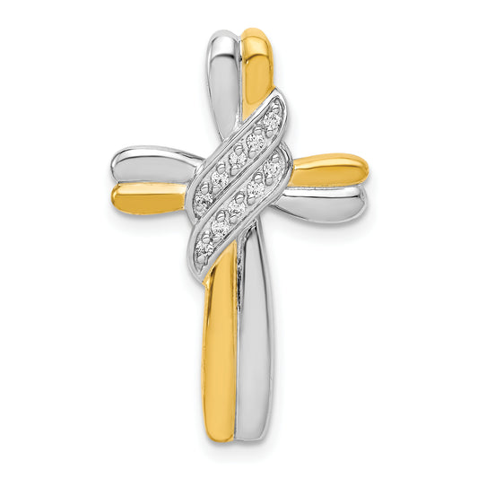 14k Two-tone Diamond Cross Pendant