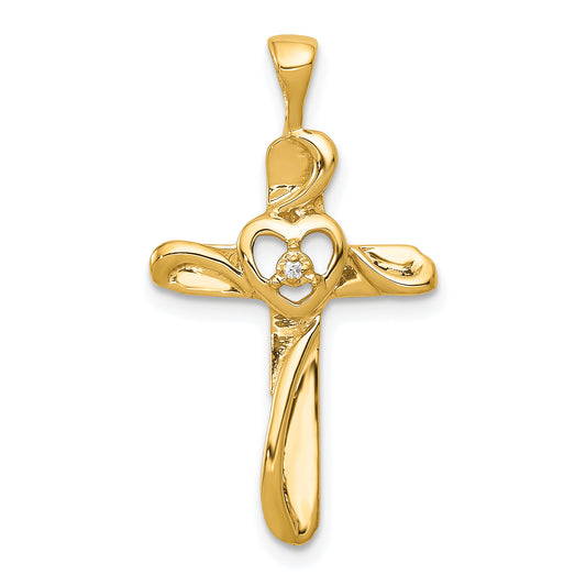 14k AA Diamond Cross Pendant