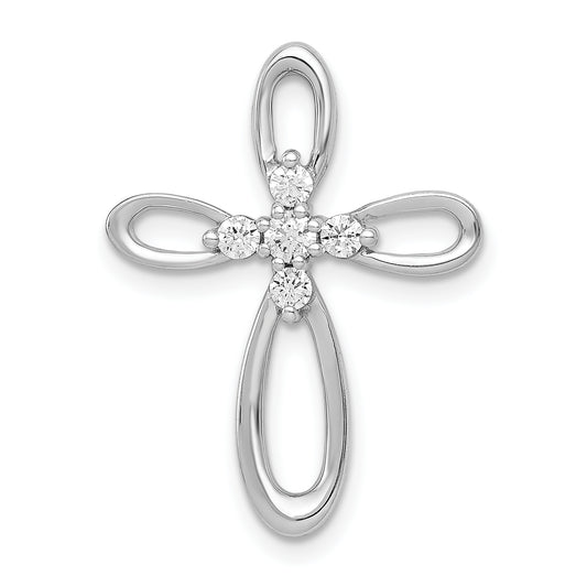 14k White Gold 1/5ct. Diamond Cross Chain Slide