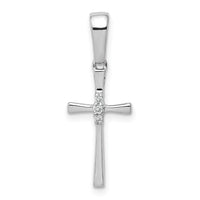 14k White Gold .02ct. Diamond Cross Pendant