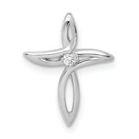 14k White Gold AA Diamond Cross Pendant