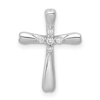 14k White Gold 1/20ct. 5-Stone Diamond Cross Chain Slide