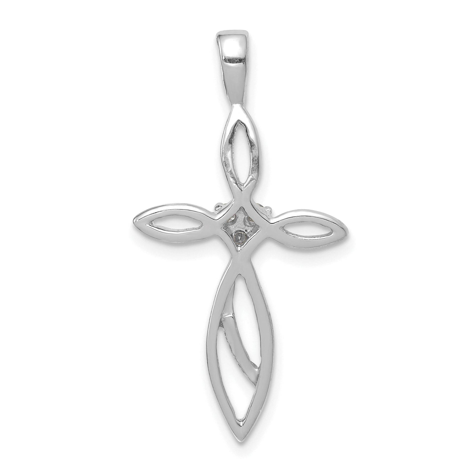 14k White Gold AA Diamond Cross Pendant