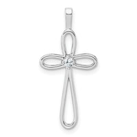 14k White Gold AA Diamond Cross Pendant