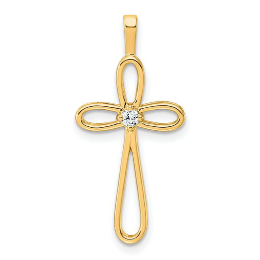 14k AA Diamond Cross Pendant
