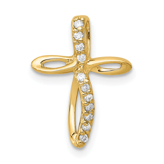 14k AA Diamond Cross Pendant